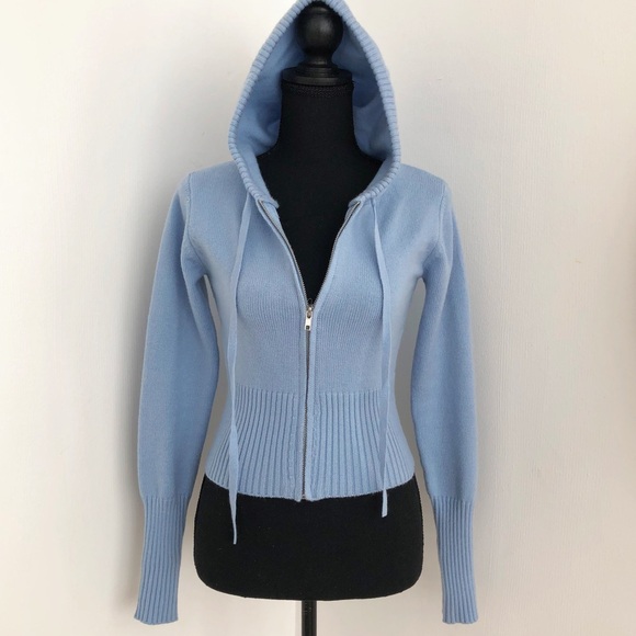 Fashion Nova Light Blue Knitwear Hoodie and Pants set - Picture 2 of 7